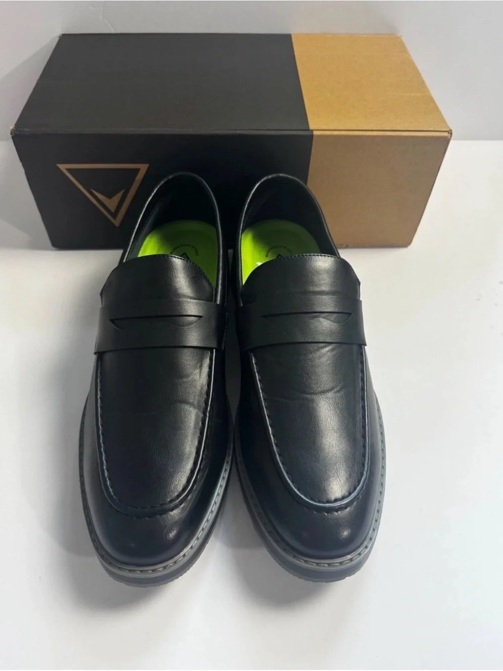 Vance Co Kahlil Mens Size 10.5 Slip-On Penny Loafers Black Leather